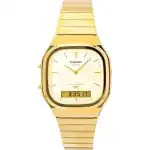 Casio Vintage Analog Digital Gold Tone Stainless Steel Gold Dial Quartz AQ-240EG-9A Unisex Watch