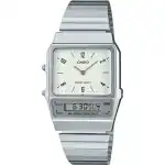Casio Vintage Analog Digital Dual Time Stainless Steel Bracelet White Dial Quartz AQ-800E-7A2 Unisex Watch