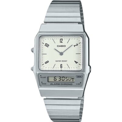 Casio Vintage Analog Digital Dual Time Stainless Steel Bracelet White Dial Quartz AQ-800E-7A2 Unisex Watch
