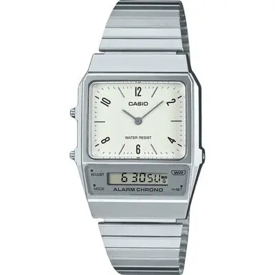 Casio Vintage Analog Digital Dual Time Stainless Steel Bracelet White Dial Quartz AQ-800E-7A2 Unisex Watch