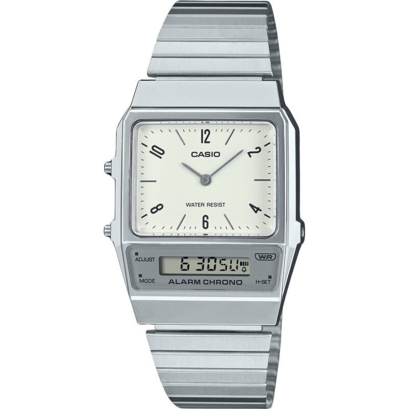 Casio Vintage Analog Digital Dual Time Stainless Steel Bracelet White Dial Quartz AQ-800E-7A2 Unisex Watch