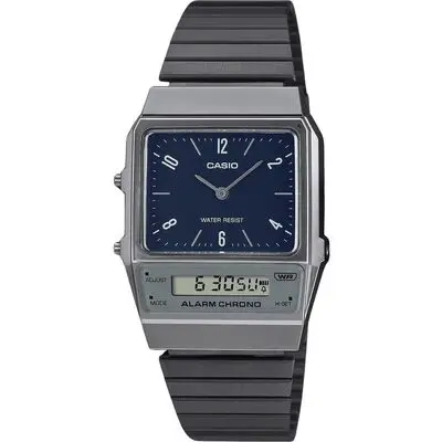 Casio Vintage Analog Digital Dual Time Stainless Steel Bracelet Blue Dial Quartz AQ-800EB-2A Unisex Watch