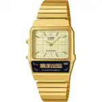 Casio Vintage Analog Digital Gold Ion Plated Stainless Steel Beige Dial Quartz AQ-800EG-9A Unisex Watch