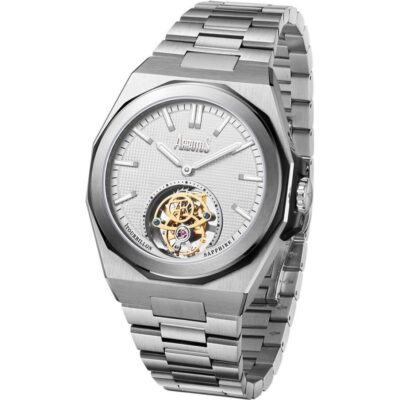 Arbutus Tourbillon Stainless Steel White Open Heart Dial Mechanical AR-TB-13SWS Unisex Watch
