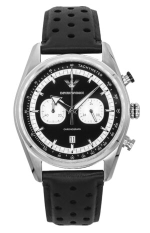 Emporio Armani Chronograph Leather Strap Black Dial Quartz AR11635 Men's Watch