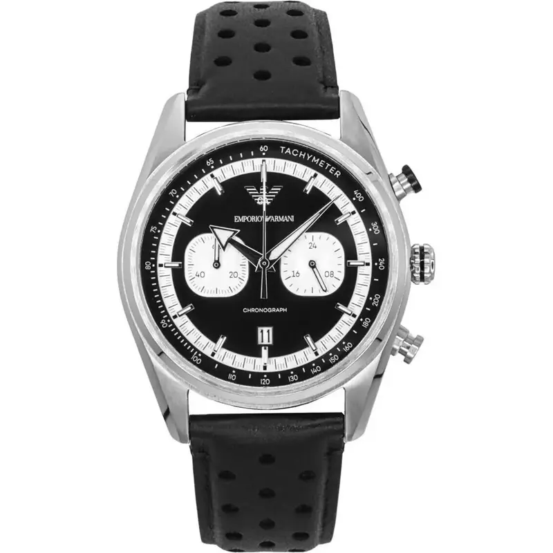 Emporio Armani Chronograph Leather Strap Black Dial Quartz AR11635 Men's Watch