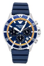 Emporio Armani World Explorer Chronograph Silicone Strap Blue Dial Solar AR11696 100M Men's Watch