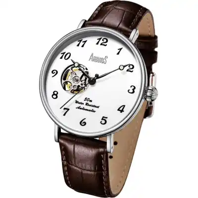 Arbutus Broadway Leather Strap White Open Heart Dial Automatic AR1805SWF Unisex Watch