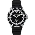 Emporio Armani Sea Explorer Silicone Strap Black Dial Automatic Diver's Ar60078 200m Men's Watch