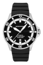 Emporio Armani Sea Explorer Silicone Strap Black Dial Diver's Automatic AR60086 200M Men's Watch