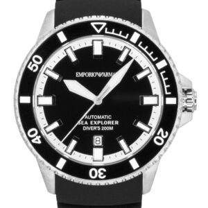 Emporio Armani Sea Explorer Silicone Strap Black Dial Diver's Automatic AR60086 200M Men's Watch