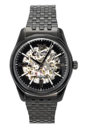 Emporio Armani Stainless Steel Black Skeleton Dial Automatic AR60093 Men's Watch