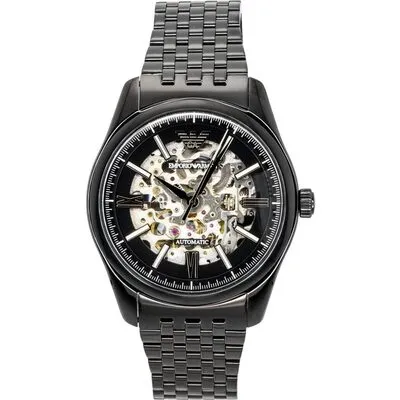 Emporio Armani Stainless Steel Black Skeleton Dial Automatic AR60093 Men's Watch