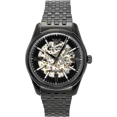 Emporio Armani Stainless Steel Black Skeleton Dial Automatic AR60093 Men's Watch