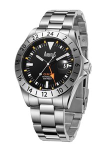 Arbutus Limited Edition GMT Stainless Steel Black Dial Automatic AR9922SBS 100M Men's Watch