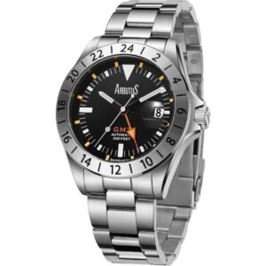 Arbutus Limited Edition GMT Stainless Steel Black Dial Automatic AR9922SBS 100M Men's Watch