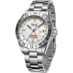 Arbutus Limited Edition GMT Stainless Steel White Dial Automatic AR9922SWS 100M Men's Watch