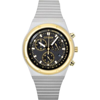 Citizen Eco-drive Chronograph Stainless Steel Black Dial At2544-64e Men's Watch