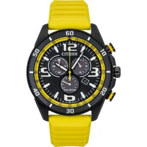Citizen Brycen Chronograph Silicone Strap Black Dial Eco-Drive AT2585-08E 100M Men's Watch