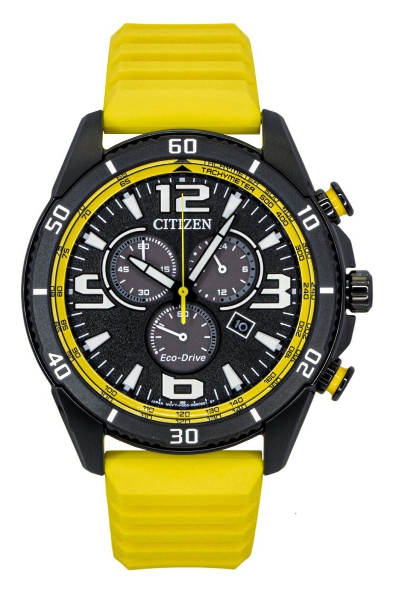 Citizen Brycen Chronograph Silicone Strap Black Dial Eco-Drive AT2585-08E 100M Men's Watch