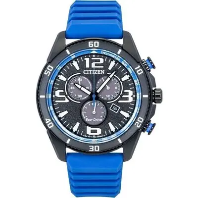 Citizen Brycen Chronograph Silicone Strap Black Dial Eco-Drive AT2586-05E 100M Men's Watch