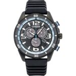 Citizen Brycen Chronograph Silicone Strap Black Dial Eco-Drive AT2587-02E 100M Men's Watch