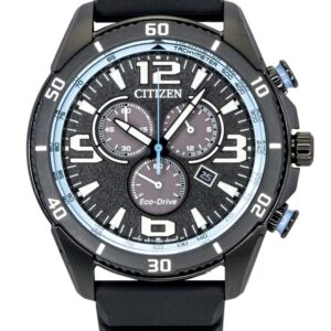 Citizen Brycen Chronograph Silicone Strap Black Dial Eco-Drive AT2587-02E 100M Men's Watch