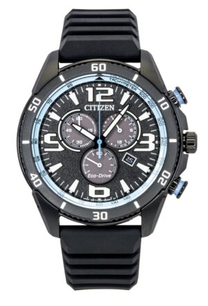 Citizen Brycen Chronograph Silicone Strap Black Dial Eco-Drive AT2587-02E 100M Men's Watch