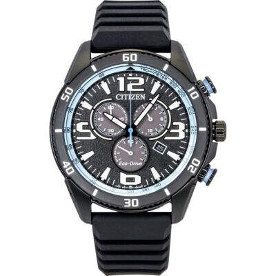 Citizen Brycen Chronograph Silicone Strap Black Dial Eco-Drive AT2587-02E 100M Men's Watch