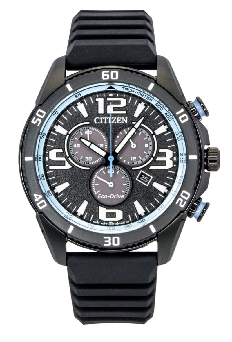 Citizen Brycen Chronograph Silicone Strap Black Dial Eco-Drive AT2587-02E 100M Men's Watch