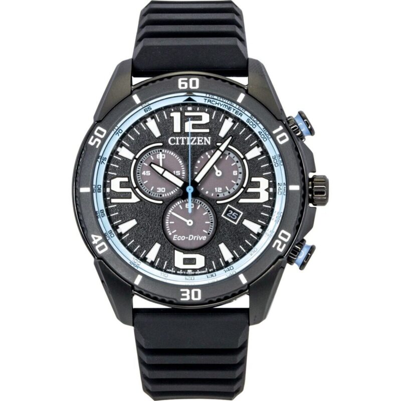 Citizen Brycen Chronograph Silicone Strap Black Dial Eco-Drive AT2587-02E 100M Men's Watch