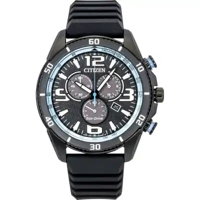 Citizen Brycen Chronograph Silicone Strap Black Dial Eco-Drive AT2587-02E 100M Men's Watch