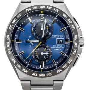 Citizen Chronograph Super Titanium Blue Dial Eco-drive At8234-85l 100m Men's Watch
