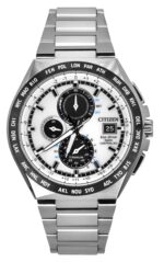 Citizen Eco-Drive Radio Controlled GMT Chronograph Super Titanium Silver Dial AT8238-84A 100M Men's Watch