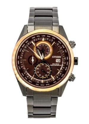 Citizen Attesa Perpetual Radio Controlled Chronograph Stainless Steel Red Dial Eco-Drive AT8267-86X 100M Men's Watch