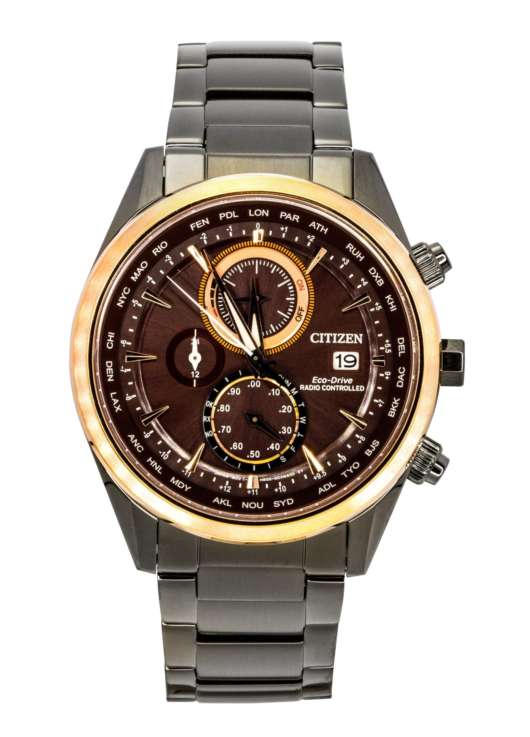 Citizen Attesa Perpetual Radio Controlled Chronograph Stainless Steel Red Dial Eco-Drive AT8267-86X 100M Men's Watch