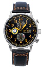 AVI-8 Hawker Hurricane Classic Chronograph Leather Strap Black Dial Quartz AV-4011-0Y Men's Watch