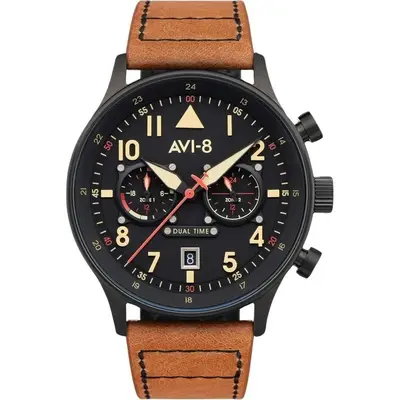 AVI-8 Hawker Hurricane Carey Dual Time Debden Black Dial Quartz AV-4088-03 Men's Watch
