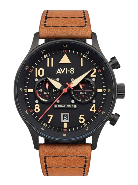 AVI-8 Hawker Hurricane Carey Dual Time Debden Black Dial Quartz AV-4088-03 Men's Watch