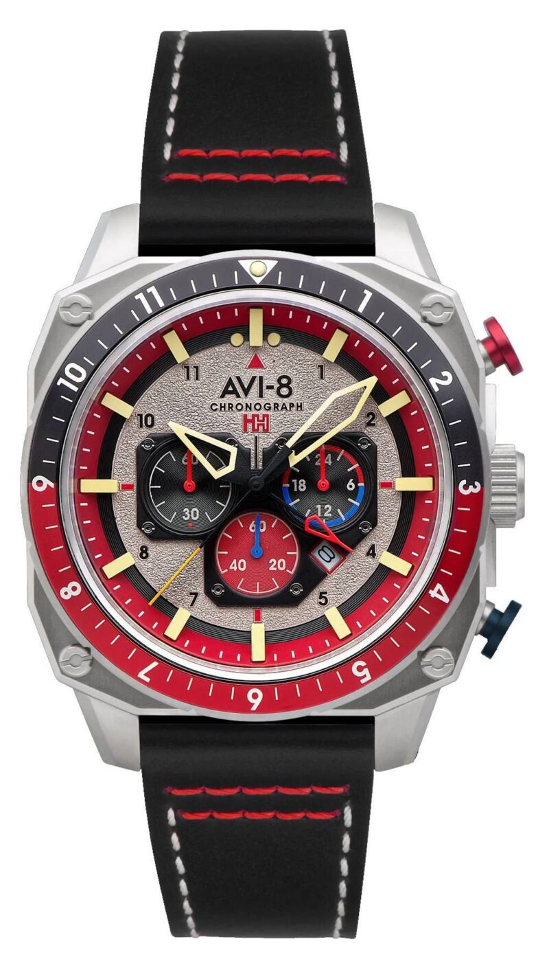 AVI-8 Hawker Hunter Atlas Dual Time Chronograph Hazard Red Quartz AV-4100-03 Men's Watch AVI-8 Hawker Hunter Atlas Dual Time Chronograph Hazard Red Quartz AV-4100-03 Men's Watch