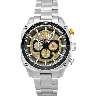AVI-8 Hawker Hunter Atlas Dual Time Chronograph Stainless Steel Shadow Grey Dial Quartz AV-4100-33 Men's Watch