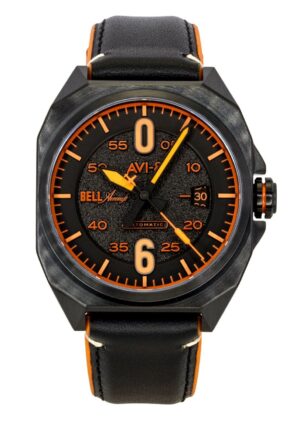AVI-8 Bell X-1 Machbuster Rubber And Leather Strap Jet Black Dial Automatic AV-4115-04 Men's Watch