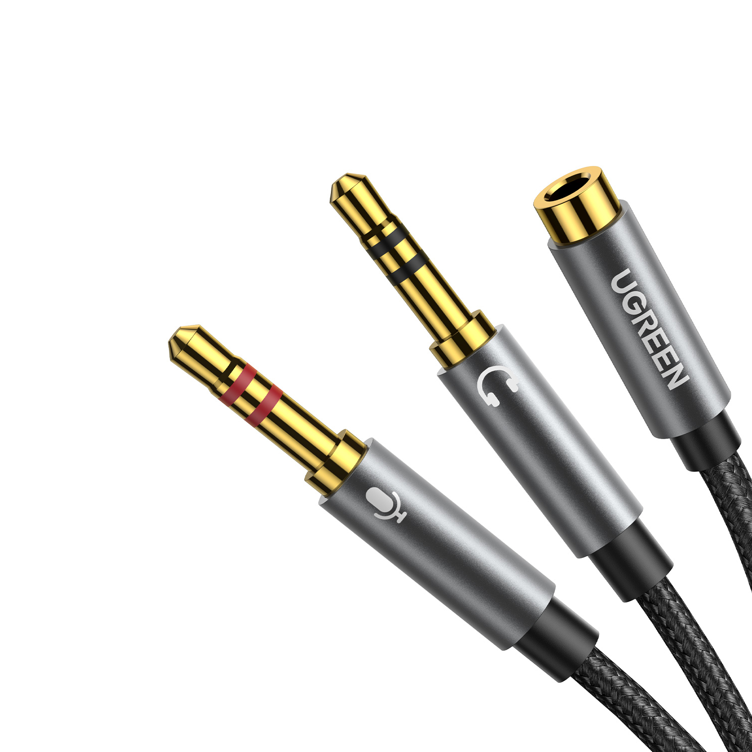 UGreen UV140 AUX 3.5mm Audio Splitter Cable - Black/Grey - Image 2