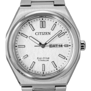 Citizen Zenshin Super Titanium White Dial Eco-Drive AW0130-85A 100M Men's Watch