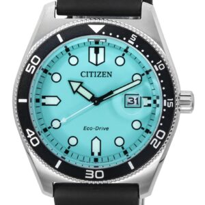Citizen Eco-Drive Rubber Strap Turquoise Dial AW1760-14X 100M Men's Watch