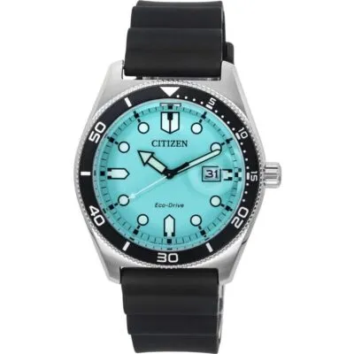 Citizen Eco-Drive Rubber Strap Turquoise Dial AW1760-14X 100M Men's Watch