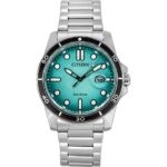 Citizen Marine Eco-Drive Stainless Steel Turquoise Dial AW1816-89L 100M Men's Watch