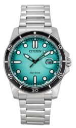 Citizen Marine Eco-Drive Stainless Steel Turquoise Dial AW1816-89L 100M Men's Watch