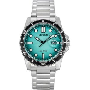 Citizen Marine Eco-Drive Stainless Steel Turquoise Dial AW1816-89L 100M Men's Watch