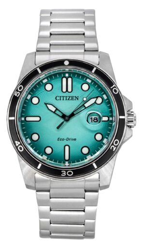 Citizen Marine Eco-Drive Stainless Steel Turquoise Dial AW1816-89L 100M Men's Watch